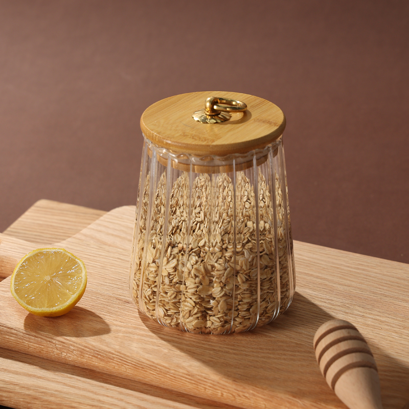 bamboo lid glass storage jar