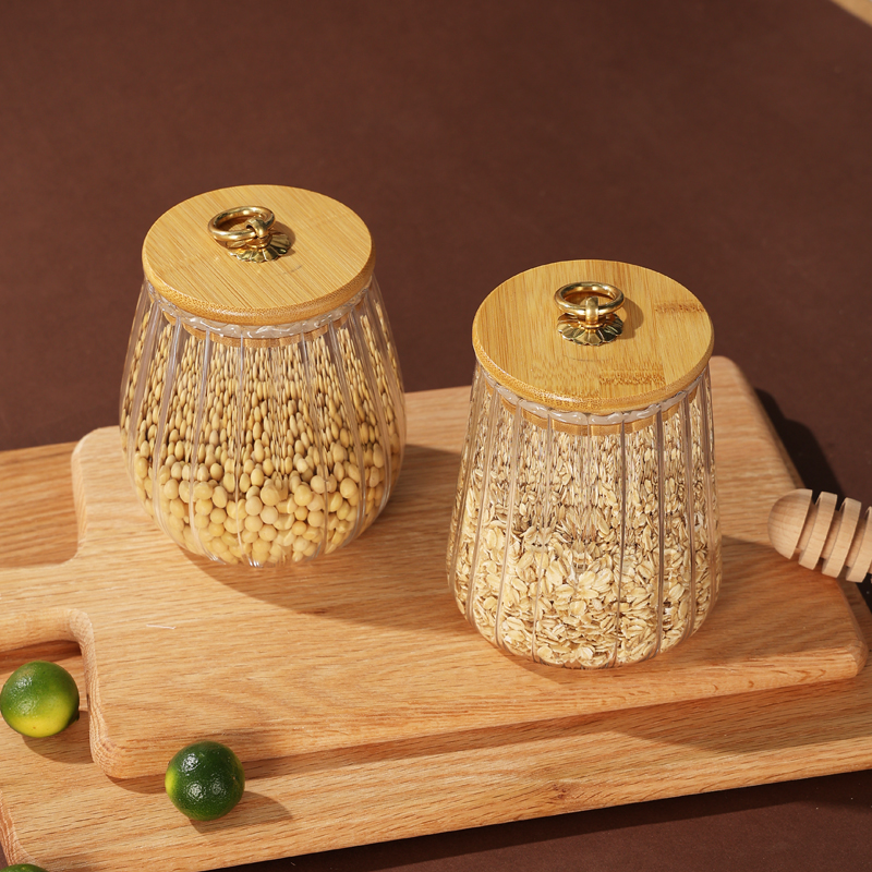 bamboo lid glass storage jar