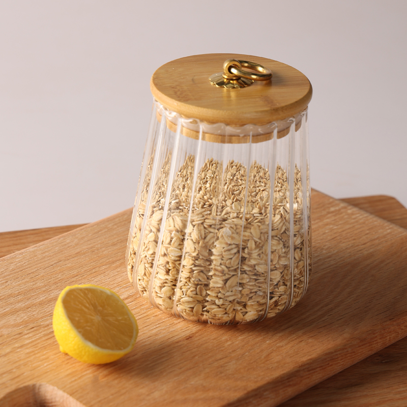 bamboo lid glass storage jar